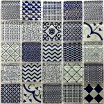 Delft Blue Crystal Glass Mosaic Tiles (Sheet Size 15x15cm)