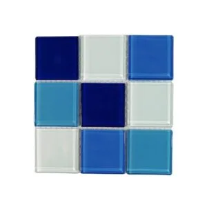 Horizon Blue Mix Glass Mosaic Tile (Sheet Size: 15x15cm)