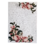 Vintage Writing With Roses Decoupage Print A3 WD3003