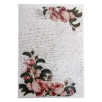 Vintage Writing With Roses Decoupage Print A4 WD3014