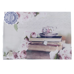 Stacked Books & Tea Decoupage Print A4