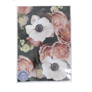 White Poppy & Pink Rose Decoupage Paper Print A3