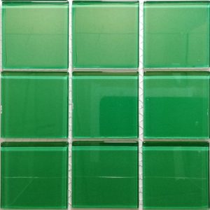 Emerald Green Crystal Glass Mosaic Tiles (Sheet Size 15x15cm)