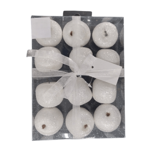 White Glitter Apples 12 Piece