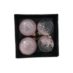 Glass Pink Baubles 4 Piece