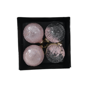 Glass Pink Baubles 4 Piece