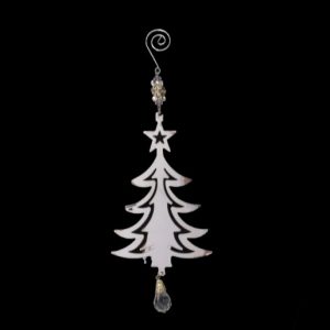 Silver 2D Christmas Tree With Acrylic Drop 29cm