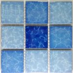 Light Water Blue Mix Glazed Porcelain Mosaic Tiles (Sheet Size 15x15cm)
