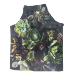 Succulents On Black Poly-Linen Apron 84cm x 64.5cm