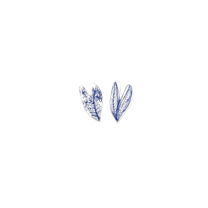 Blue Leaf Hearts Mosaic Inserts 2pc 5.5cm x 3cm