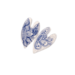 Blue Flower Hearts Mosaic Inserts 2pc 5.5cm x 3cm