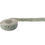 Green Leaf Pattern On Cream Ribbon 2mx15mm