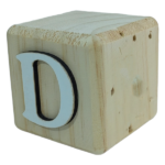 Wood Cube Block Letter D (7cm x 7cm x 7cm)