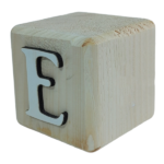 Wood Cube Block Letter E (7cm x 7cm x 7cm)