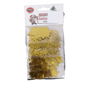 Assorted Golden Festive Confetti Stars 6pc