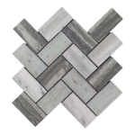 Porcelain River Fishbone V-Mosaic Tiles (Sheet Size 30 x 30cm)