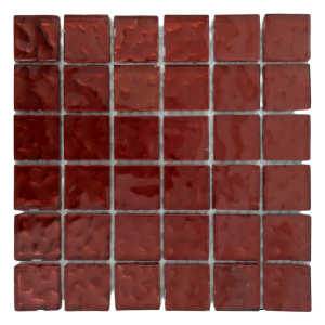 Cherry Red Metallic Texture Mosaic Tiles (Sheet Size 15cm x 15cm)