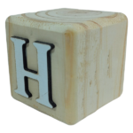 Wood Cube Block Letter H (7cm x 7cm x 7cm)