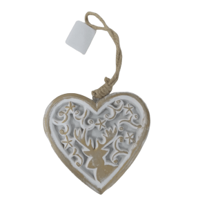 Wooden Heart Shaped Christmas Decor Decoration 13cm x 13cm