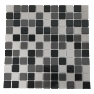 Charcoal Mix Solid Crystal Glass Mosaic Tile (Sheet Size: 30x30cm)