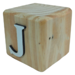Wood Cube Block Letter J (7cm x 7cm x 7cm)