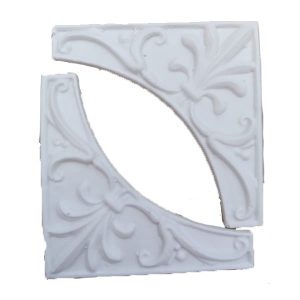 White Jumbo Fleur De Lis Corner Resin Embellishment 2pc