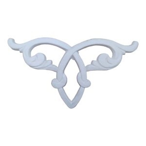 White Fern Tri Fleur De Lis Resin Embellishment