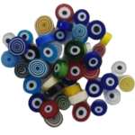 Mixed Evil & Bullseye Millefiori Glass Tiles 50g