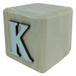 Wood Cube Block Letter K (7cm x 7cm x 7cm)