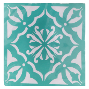 Green Moroccan Tile No 5 Stencil Design 11 x 11cm