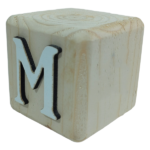 Wood Cube Block Letter M (7cm x 7cm x 7cm)
