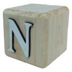 Wood Cube Block Letter N (7cm x 7cm x 7cm)