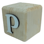 Wood Cube Block Letter P (7cm x 7cm x 7cm)