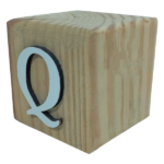Wood Cube Block Letter Q (7cm x 7cm x 7cm)