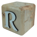 Wood Cube Block Letter R (7cm x 7cm x 7cm)