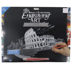 Silver Foil Colosseum Engraving Art 390.5mm x 285.75mm 3pc
