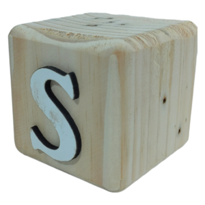 Wood Cube Block Letter S (7cm x 7cm x 7cm)