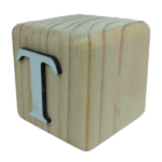 Wood Cube Block Letter T (7cm x 7cm x 7cm)