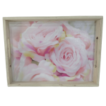 Wooden Tray With Rose Design 42.5cm x 31.5cm x 4.5cm