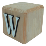 Wood Cube Block Letter W (7cm x 7cm x 7cm)