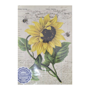 Sunflower & Bees Decoupage Print Paper A4
