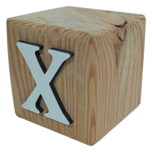 Wood Cube Block Letter X (7cm x 7cm x 7cm)
