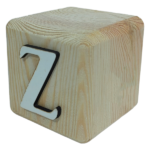Wood Cube Block Letter Z (7cm x 7cm x 7cm)