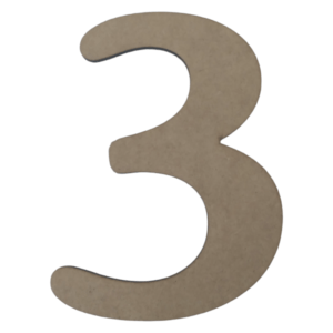 No. 3 Laser Cut Wooden Number 5cm x 8cm