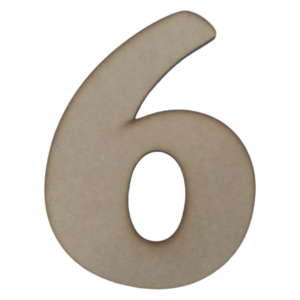 No. 6 Laser Cut Wooden Number 5cm x 8cm