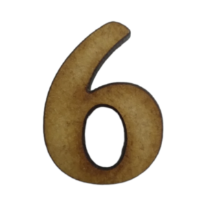 No. 6 Laser Cut Wooden Number 2cm x 1.5cm