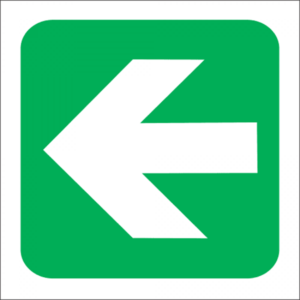 Green Arrow Safety Sign 19x19cm