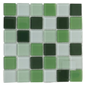 Green Mix Crystal Glass Mosaic Tiles (Sheet Size: 15cm x 15cm)