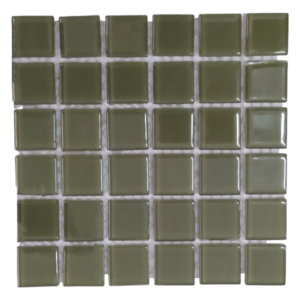 Olive Crystal Glass Mosaic Tile (Sheet Size: 15x15cm)