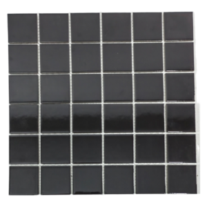 Shiny Black Glazed Porcelain Mosaic Tiles (Sheet Size: 30x30cm)